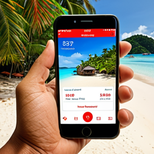 Home 11 **
* **Prompt:** Redang Island vacation booking on a smartphone, showing flight and accommodation details. Tropical beach background.
**